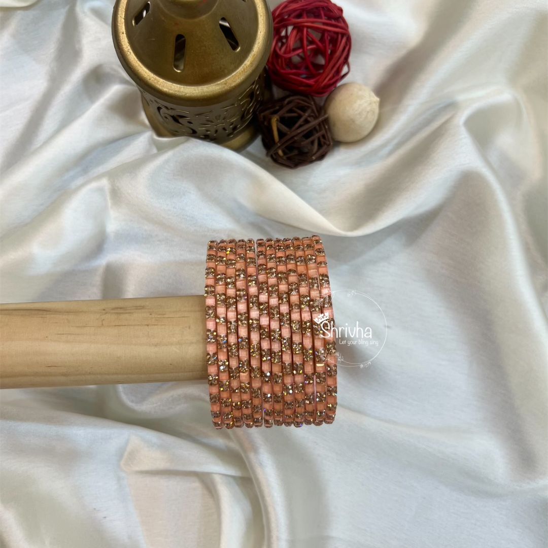 Arctic Luminescence– Elegant Glass Bangles (12 Pc)