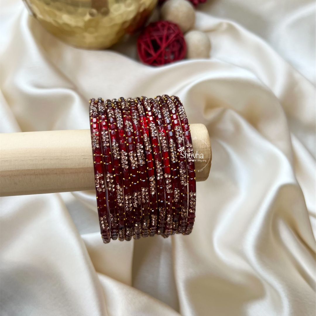 Twilight Reverie – Elegant Glass Bangles (12Pc)