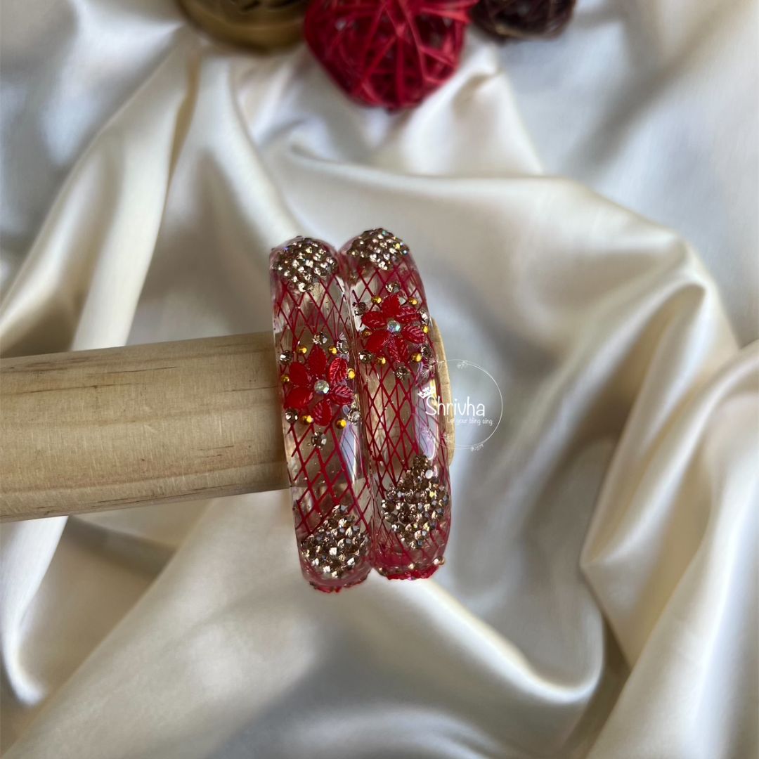 Starlit Harmony– Premium Thick Glass Bangles (2 Pc)