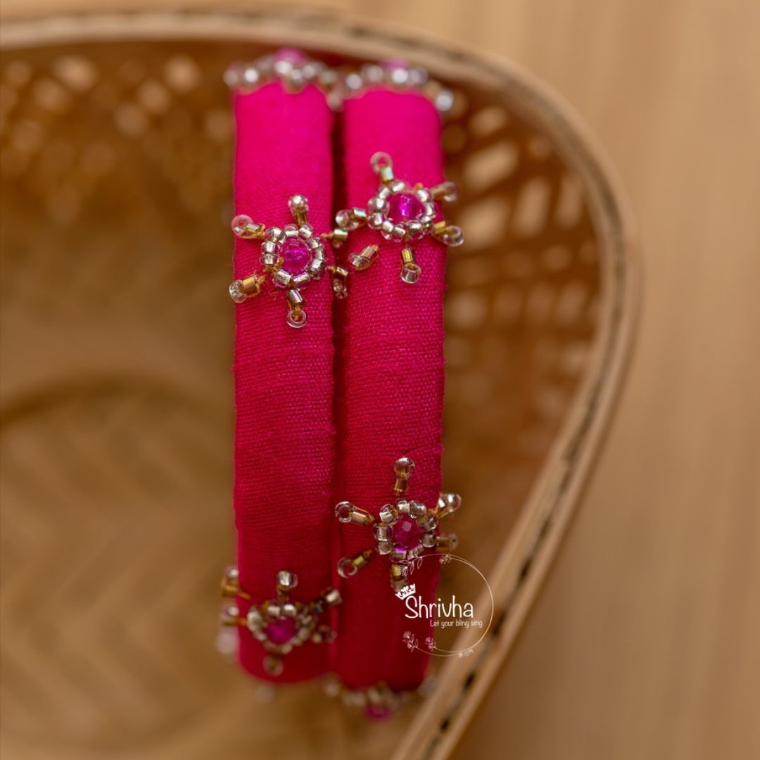 Fuchsia Fantasy – Handcrafted Beaded Silk Bangle (1 pc)