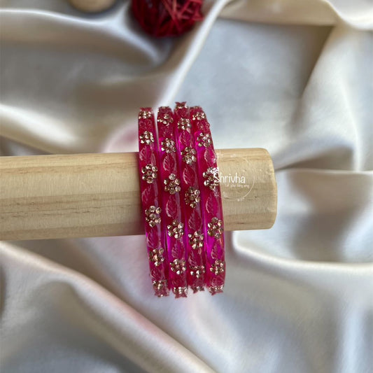 Spectrum Haven– Elegant Thick Glass Bangles (2 Pc)