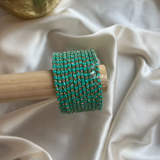 Starlit Harmony– Luxe Heart Glass Bangles (12 Pc) - Pre-Order