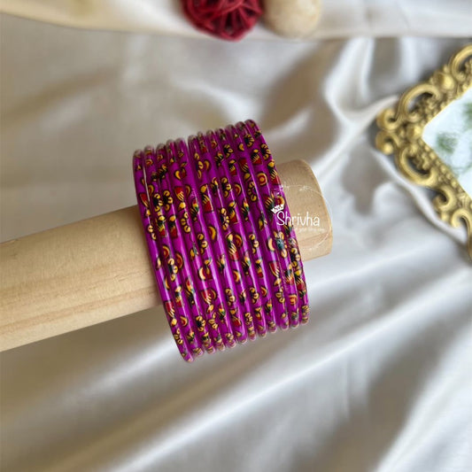 Starlight Serenade – Elegant Printed Glass Bangles (12Pc)