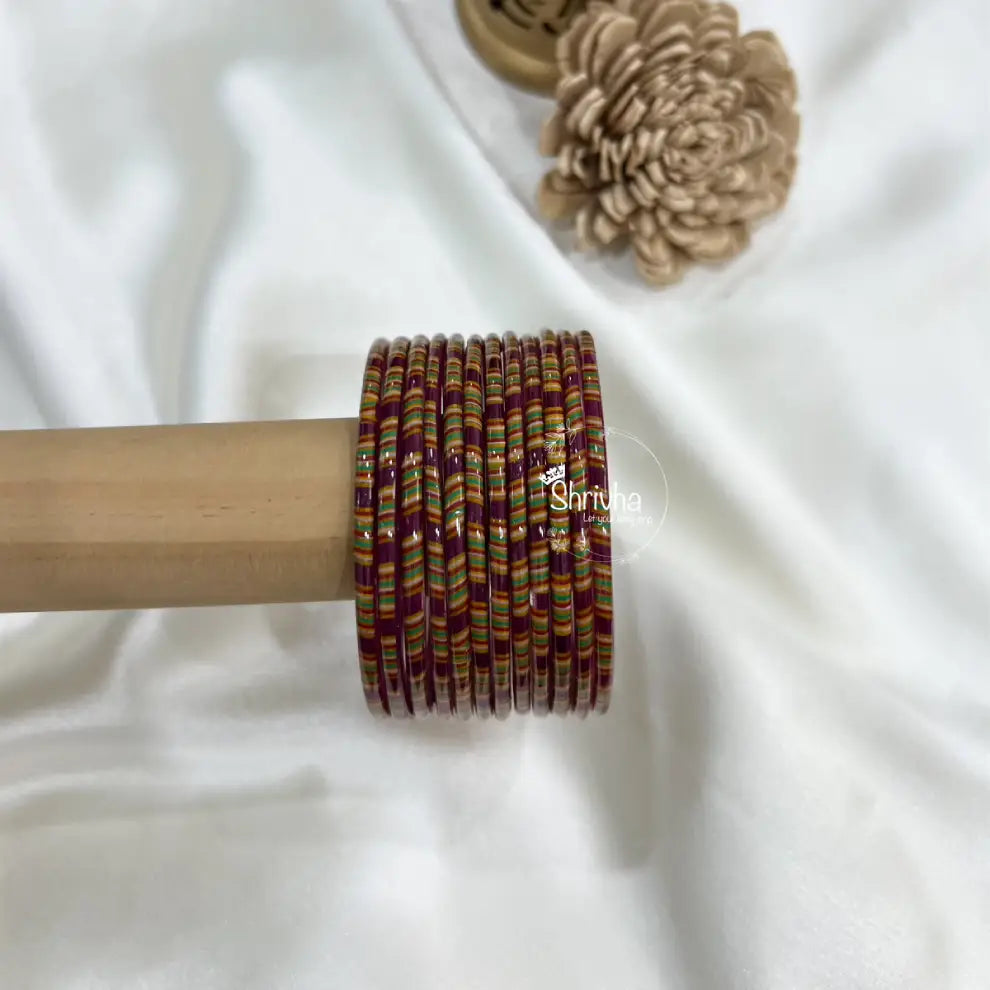Luxury glass bangles with handcrafted beaded and glitter accents