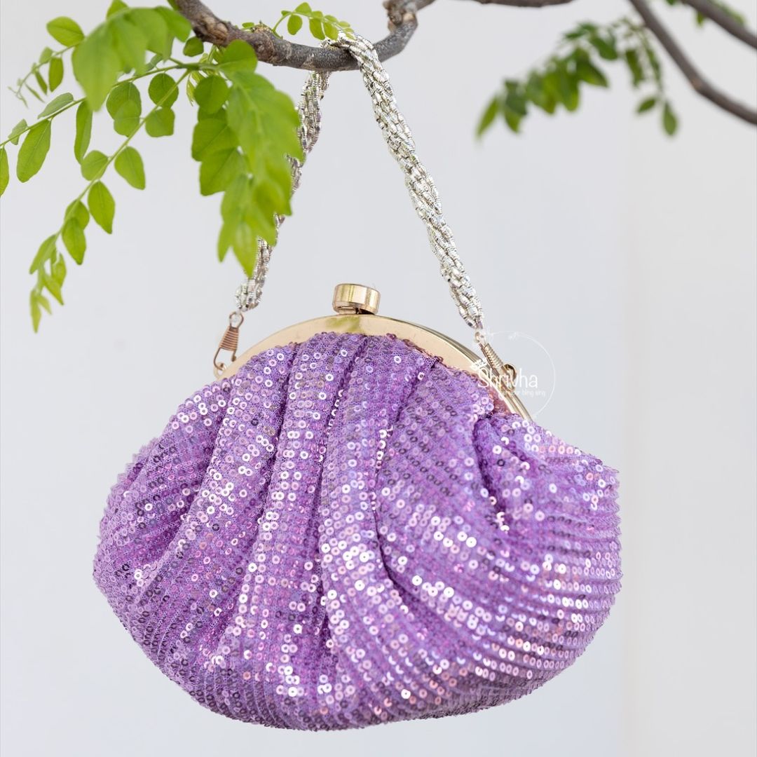 Lavender Sparkle Clutch Purse – Sequined Batua Bag