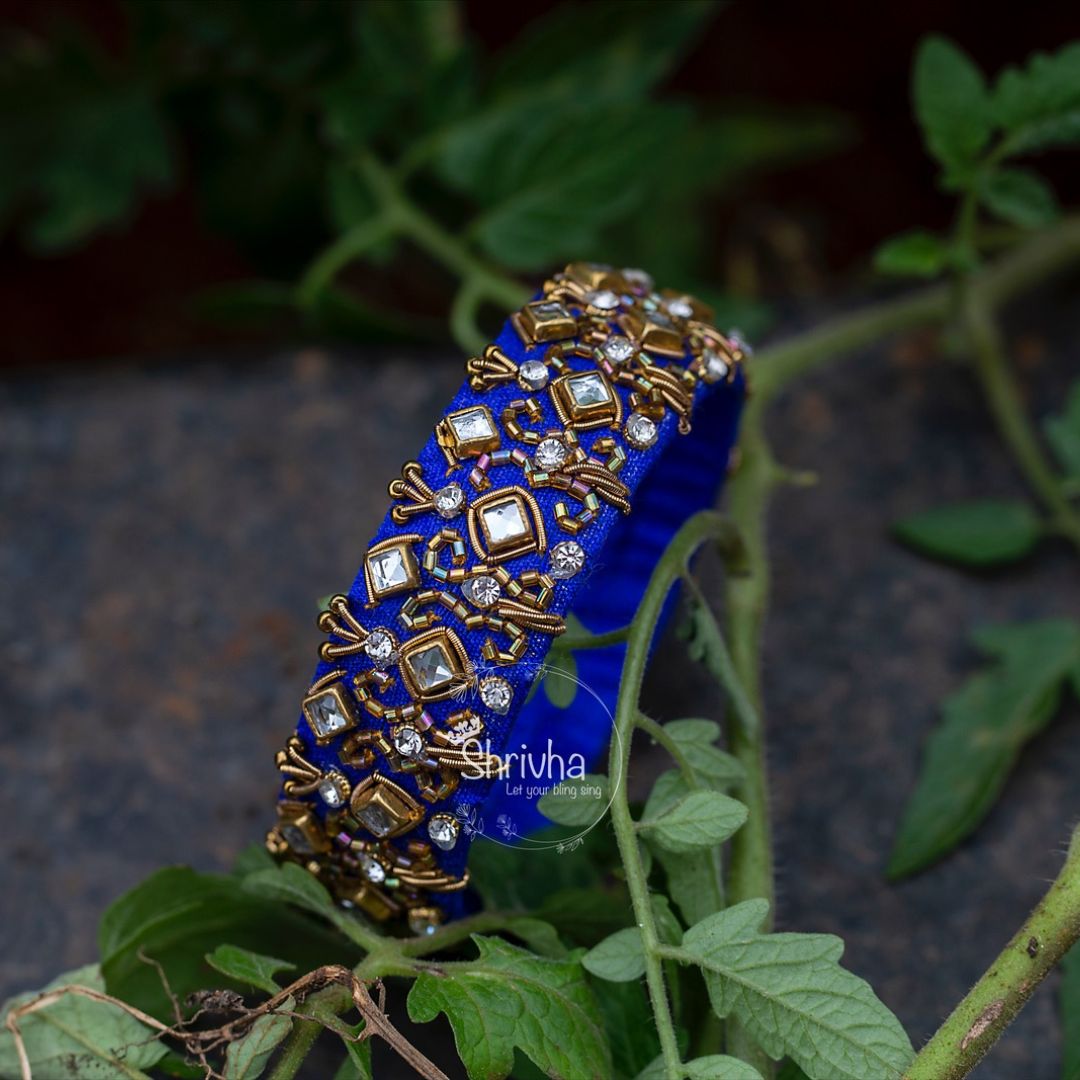 Sapphire Elegance – Raw Silk Bangle