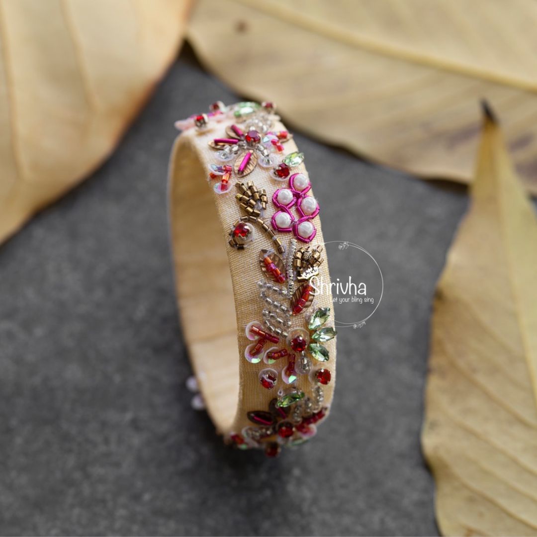 Blush Blossom – Raw Silk Bangle