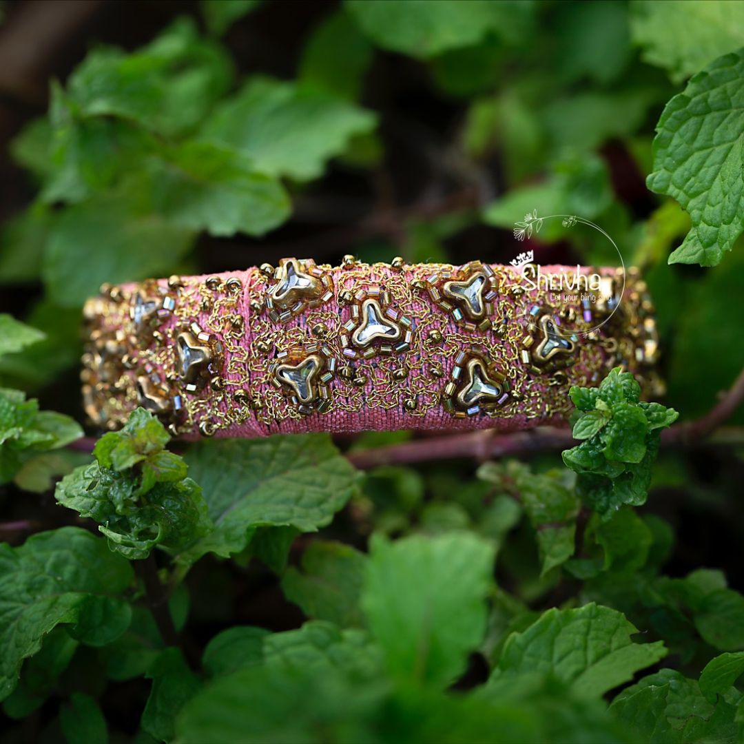 Rose Gold Radiance – Handcrafted Raw Silk Bangle (1 pc)
