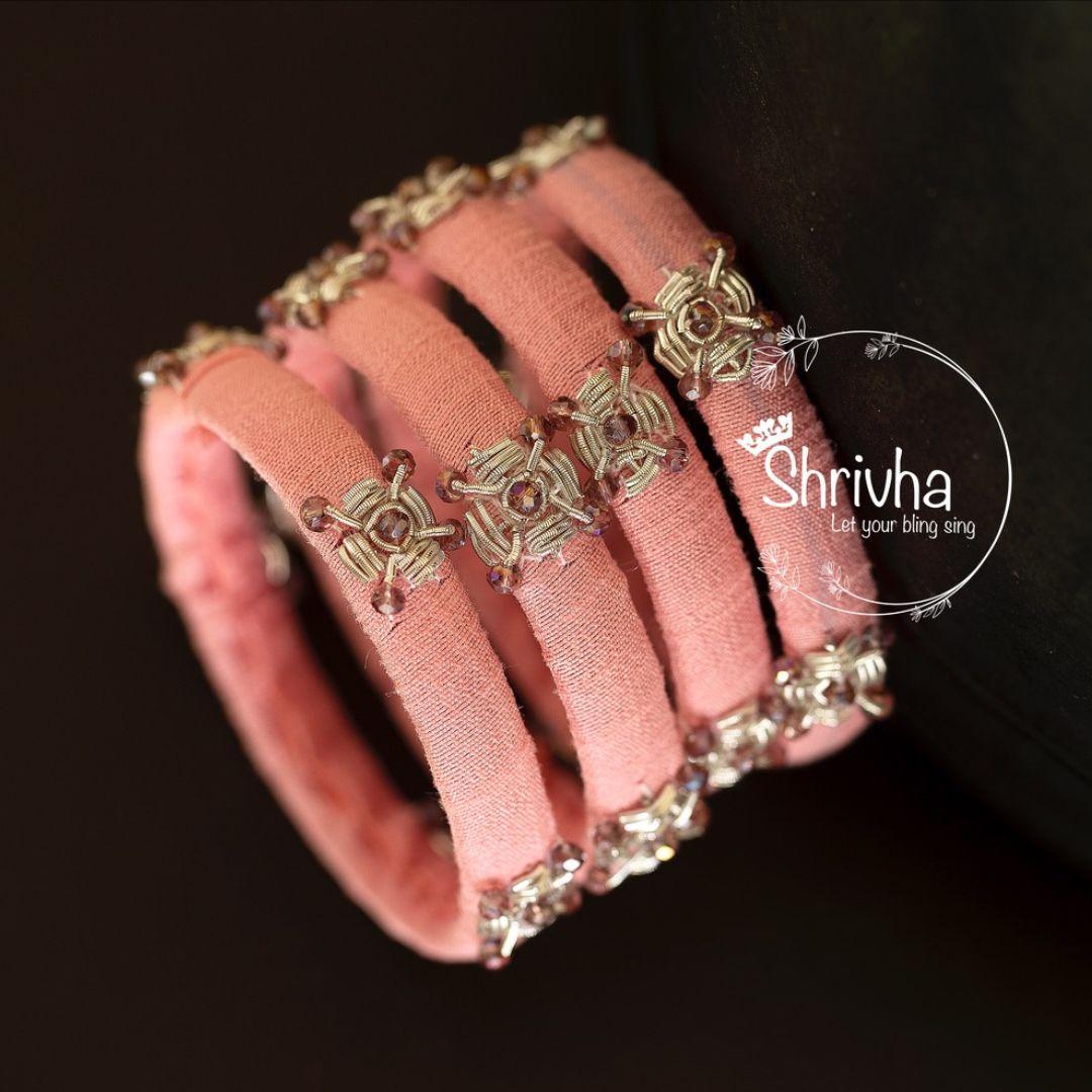 Blush Elegance – Handcrafted Raw Silk Bangle (1 pc)
