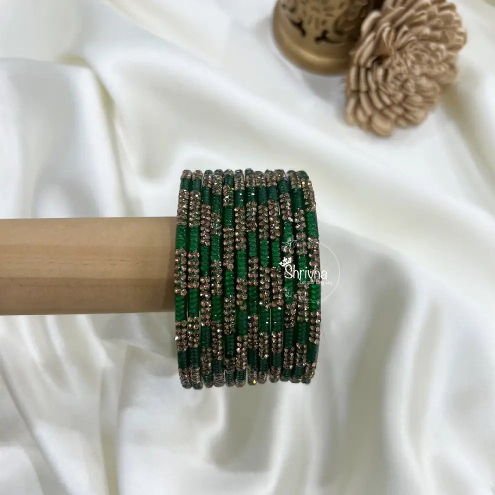 Stone-embellished transparent glass bangles for festive celebrations