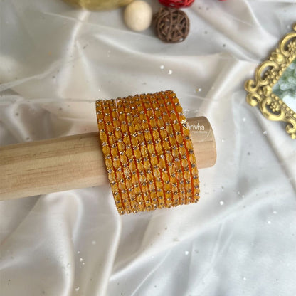 Ethereal Bloom – Elegant Leaf Glass Bangles (12Pc)