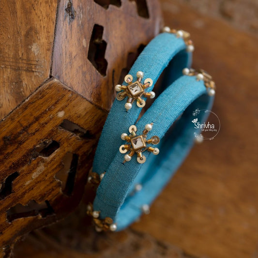 Aqua Serenity – Pearl Embellished Bangle (1 pc)