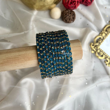 Ethereal Bloom – Elegant Leaf Glass Bangles (12Pc)
