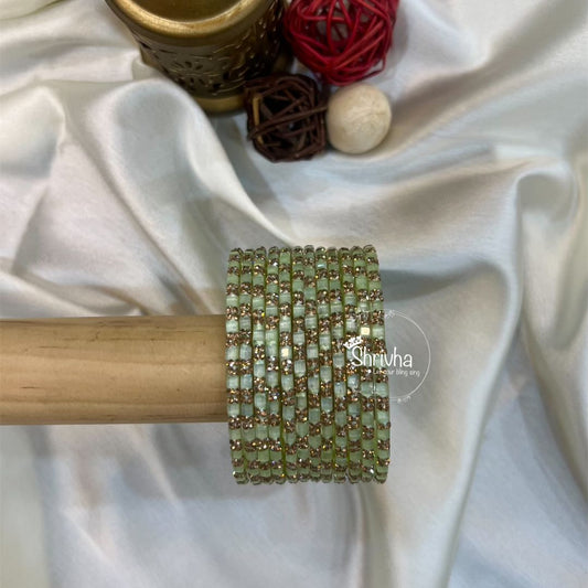 Arctic Luminescence– Elegant Glass Bangles (12 Pc)
