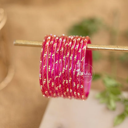 Spectrum of Brilliance – Glass Bangles with Subtle Glitter Set