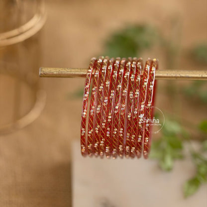 Spectrum of Brilliance – Glass Bangles with Subtle Glitter Set