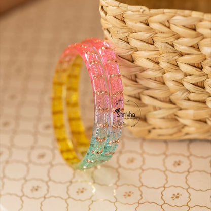 Prism Perfection – Patterned Glass Bangles (2 Pcs)
