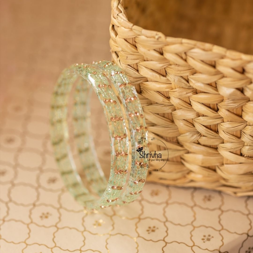 Prism Perfection – Patterned Glass Bangles (2 Pcs)