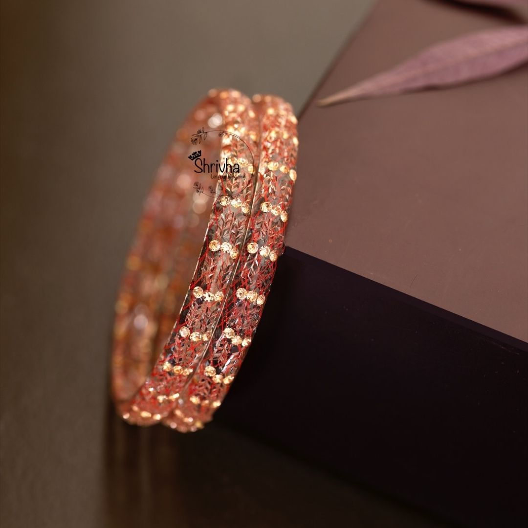 Prism Perfection – Patterned Glass Bangles (2 Pcs)