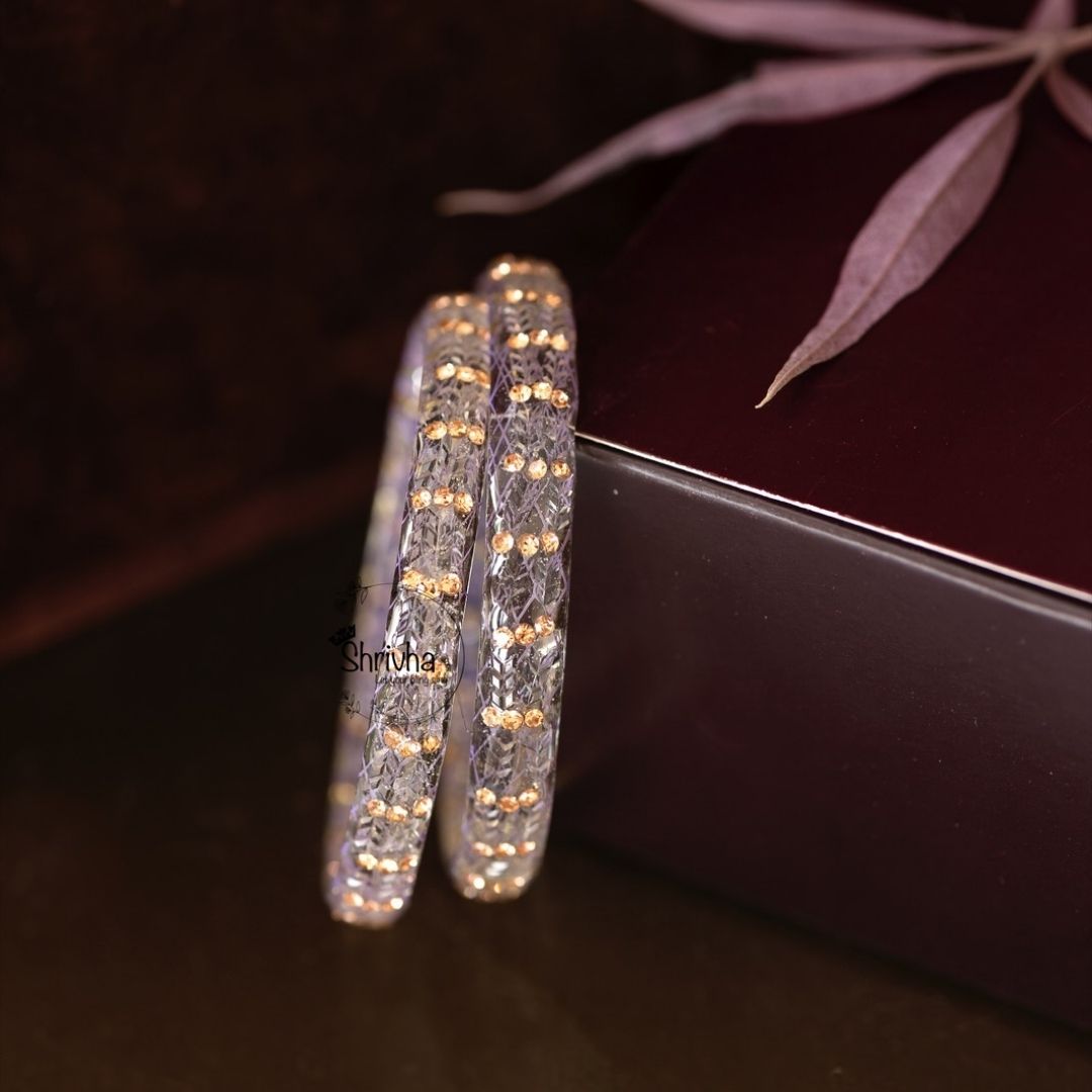 Prism Perfection – Patterned Glass Bangles (2 Pcs)