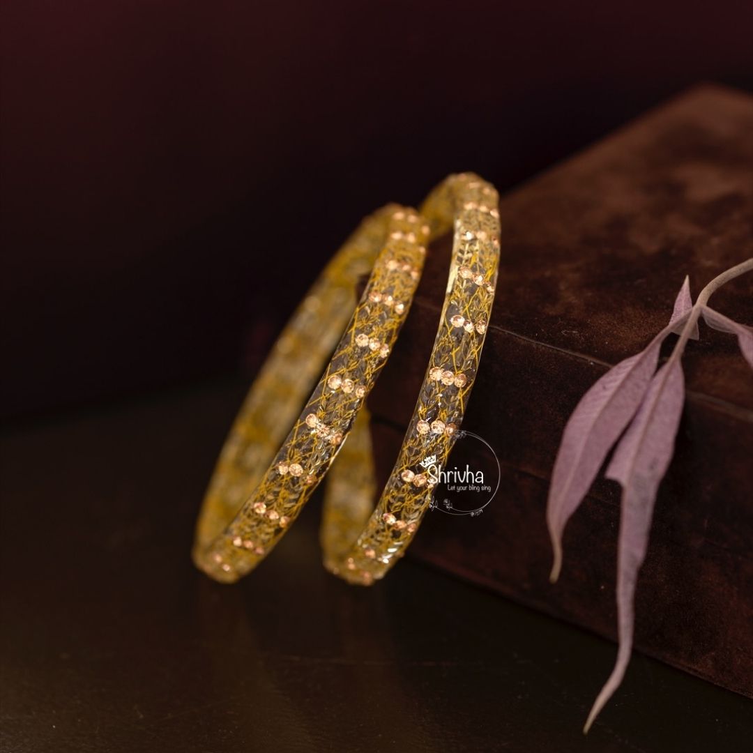 Prism Perfection – Patterned Glass Bangles (2 Pcs)