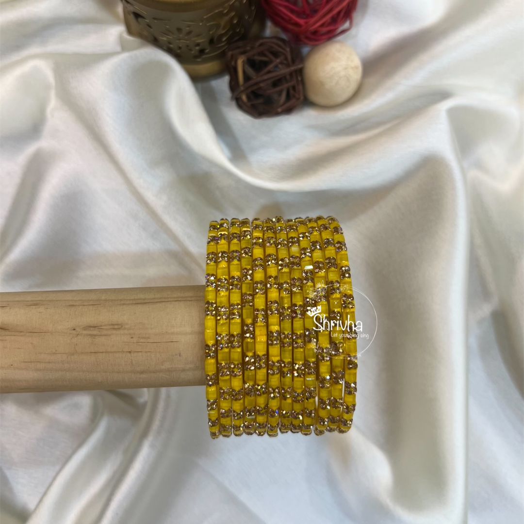 Arctic Luminescence– Elegant Glass Bangles (12 Pc)