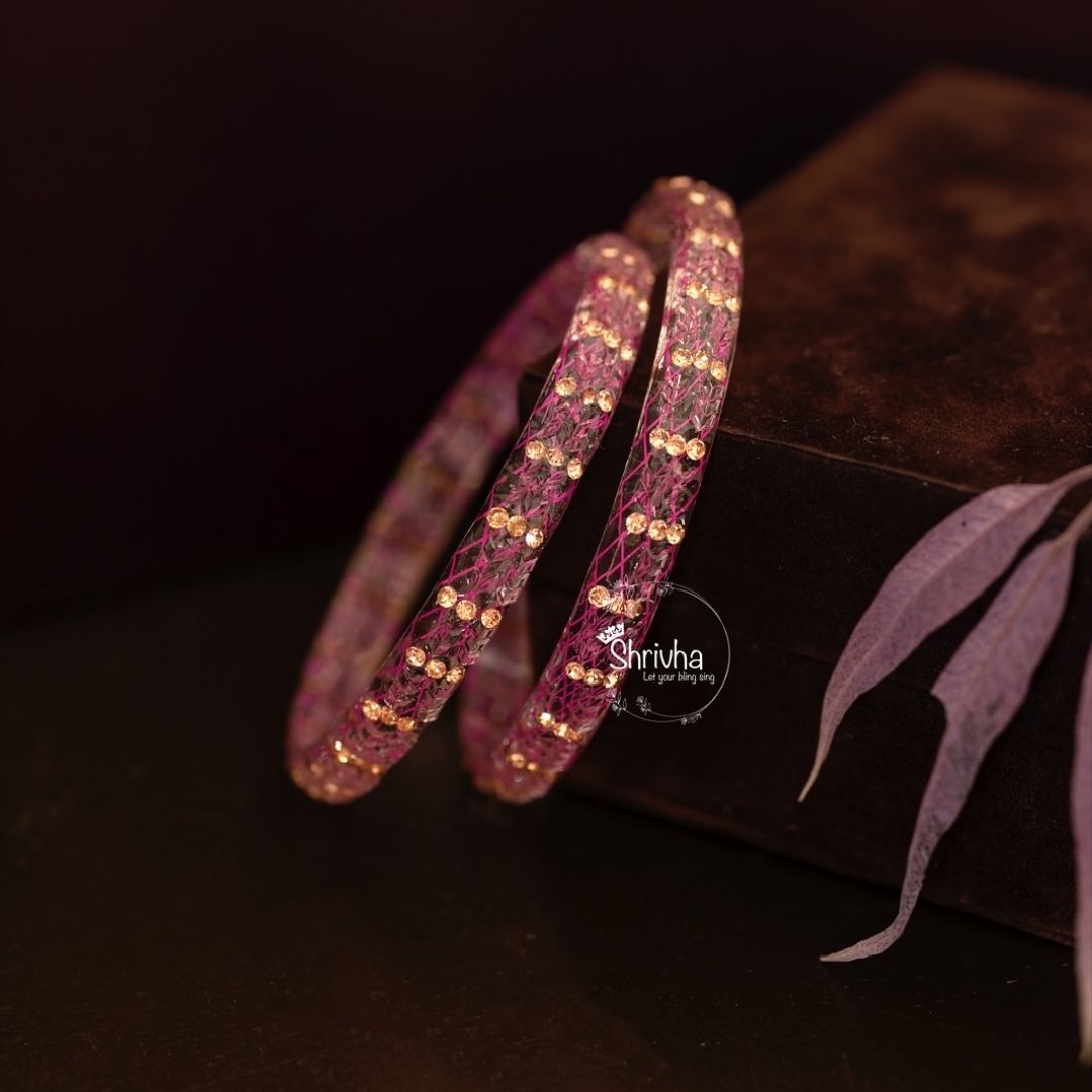 Prism Perfection – Patterned Glass Bangles (2 Pcs)