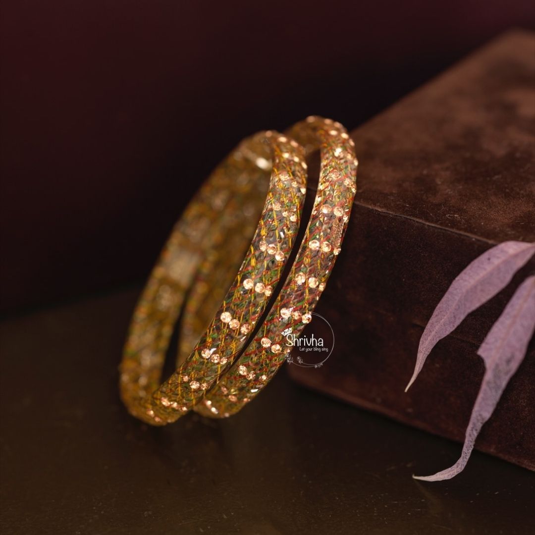 Prism Perfection – Patterned Glass Bangles (2 Pcs)
