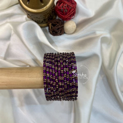 Arctic Luminescence– Elegant Glass Bangles (12 Pc)