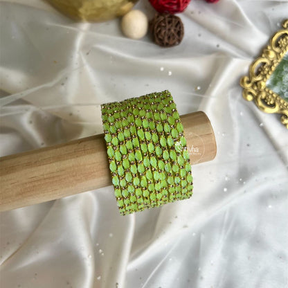Ethereal Bloom – Elegant Leaf Glass Bangles (12Pc)