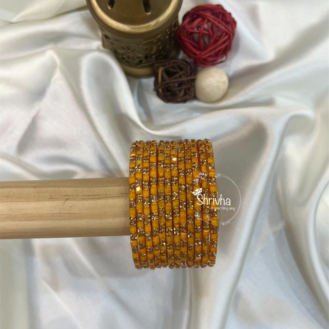 Arctic Luminescence– Elegant Glass Bangles (12 Pc)