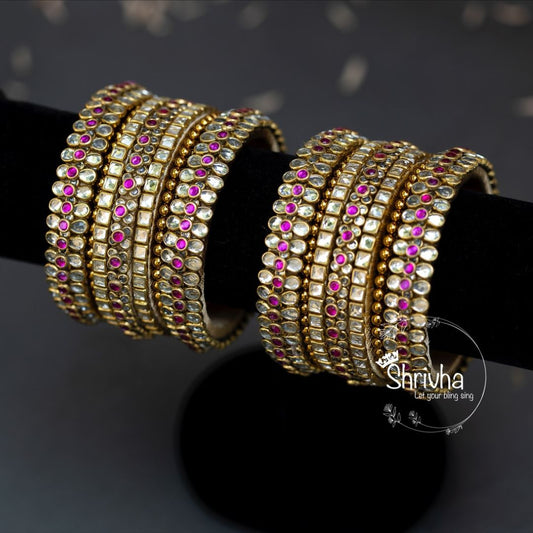 Enchanted Gemstone Kundhan Bangle Set