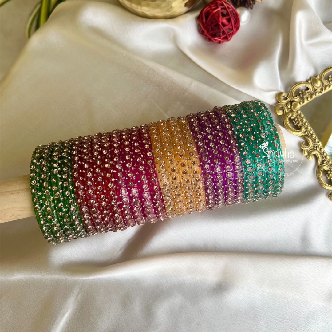 Twilight Reverie – Elegant Glass Bangles (4Pc)