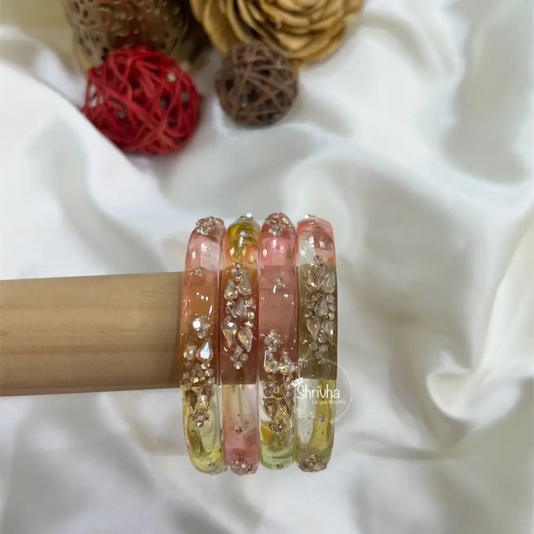 Handcrafted glitter glass bangles reflecting cultural essence style