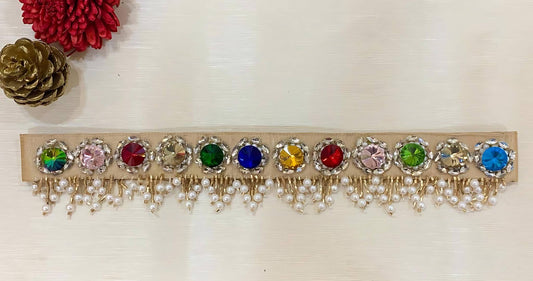 Multicolor Gemstone – Embellished Raw Silk Hip Belt