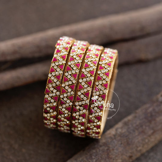 Radiant Red Kundhan Bangle Set