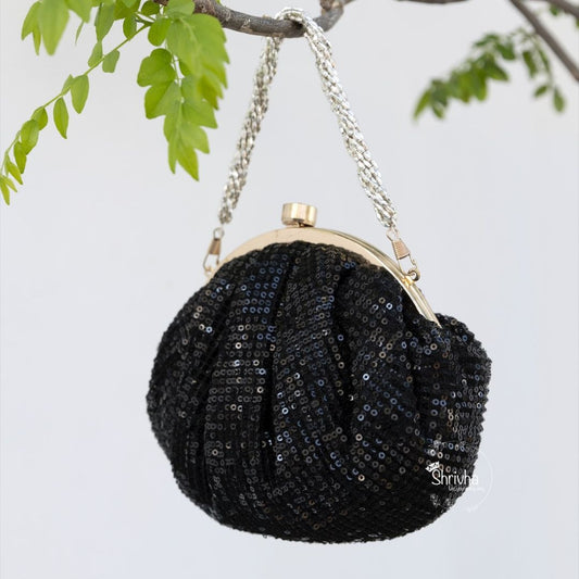 Elegant Onyx Clutch Purse – Sequined Batua Bag