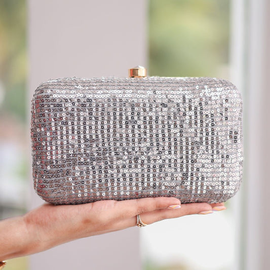 Silver Shimmer – Sequined Clutch Purse