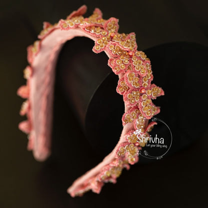 Peach Blossom Embellished Hair Band