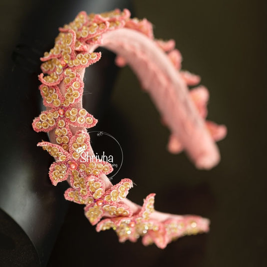 Peach Blossom Embellished Hair Band