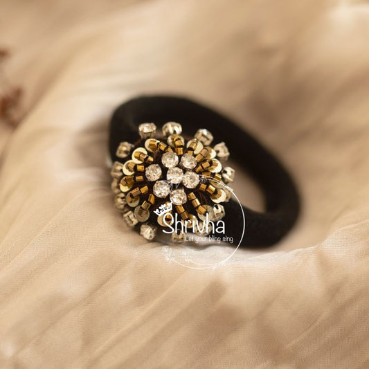 Gold-Tone Floral Cluster Hair Tie