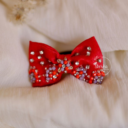 Crimson Sparkle – Bejeweled Bow Hairband