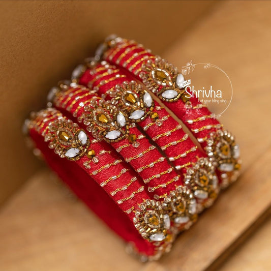 Ruby Radiance – Raw Silk Bangle