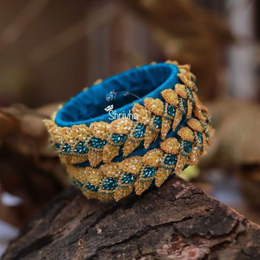 Aqua Gold – Raw Silk Bangle (1 pc)