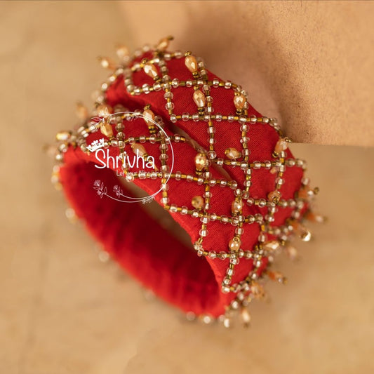 Maroon Majesty – Raw Silk Bangle (1 pc)