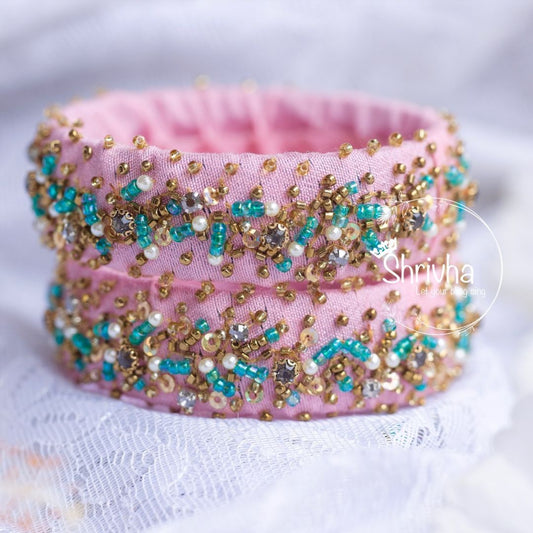 Blush Harmony – Handcrafted Raw Silk Bangle (1 pc)