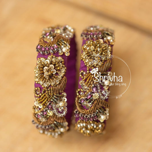 Regal Purple – Ornate Silk Bangle (1 pc)