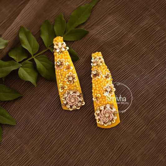Golden Yellow Floral – Embellished Tic Tac Clips